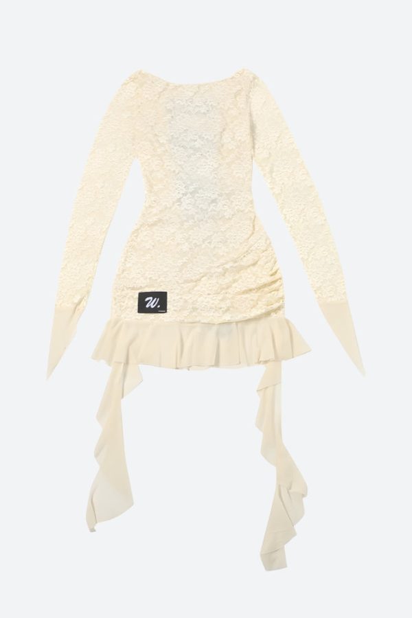 Lemon Lace Backless Mini Dress