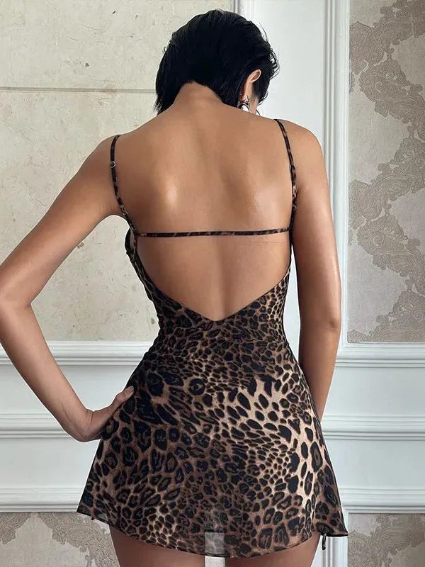 Leopard Backless Mini Dress