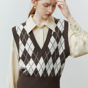 Light Academia Argyle Sweater Vest