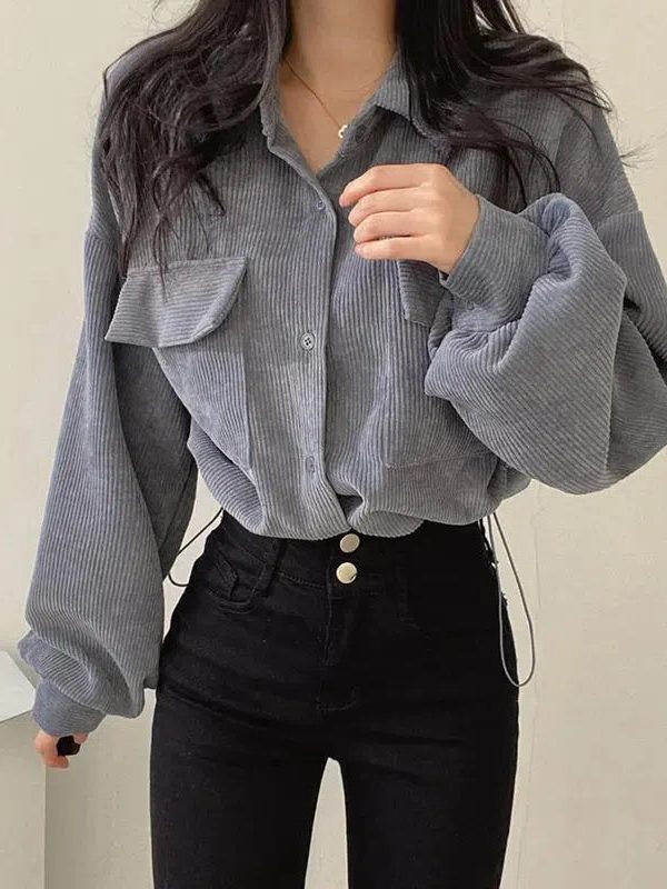 Light Academia Cropped Corduroy Jacket