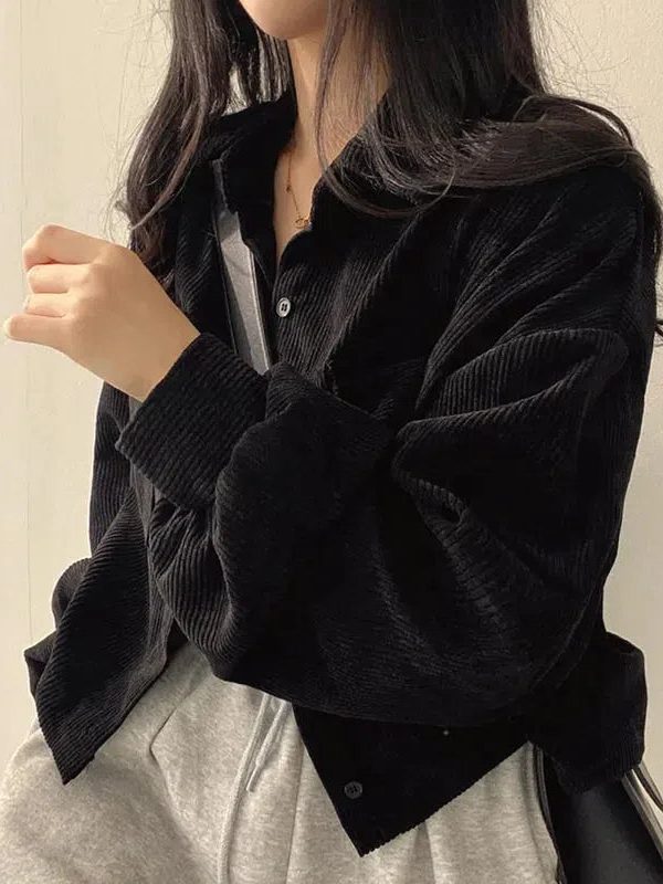 Light Academia Cropped Corduroy Jacket