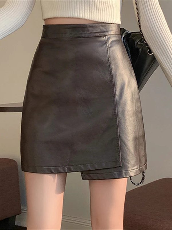 Light Academia Faux Leather Mini Skirt