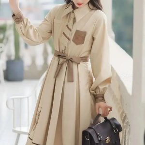 Light Academia Uniform Midi Dress