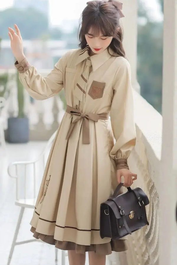 Light Academia Uniform Midi Dress