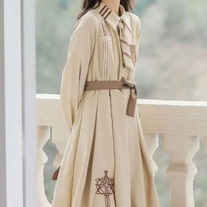 Light Academia Uniform Midi Dress