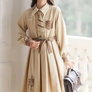 Light Academia Uniform Midi Dress