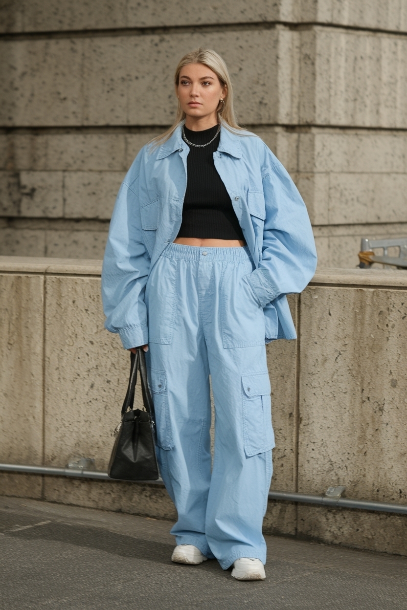 Light Blue Cargo Pants Outfit for Effortless Summer Style outfit idea