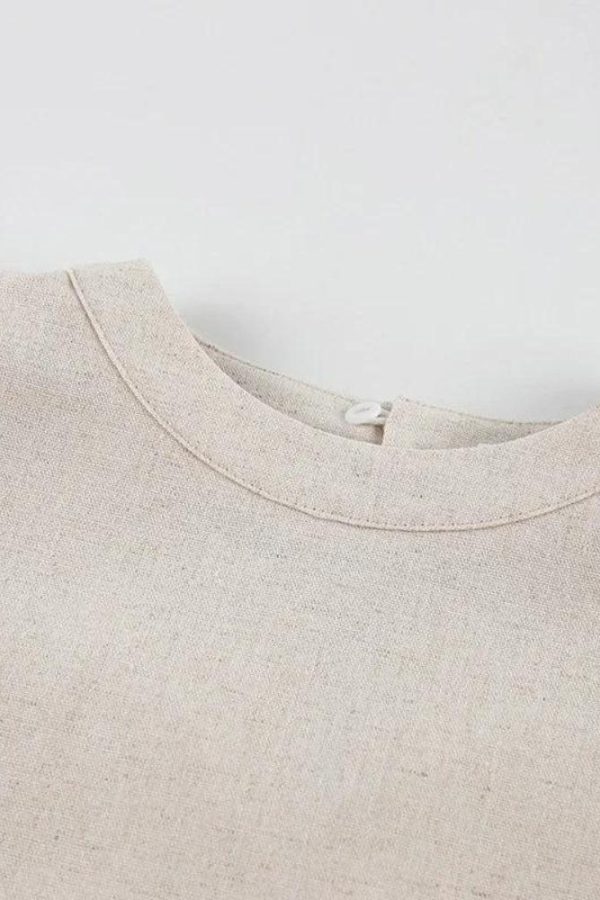 Linen Lace Up Crop Top & Pants Two Piece Set