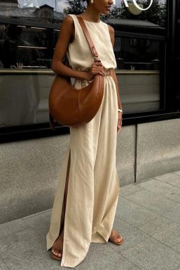 Linen Top & Pants Two Piece Set