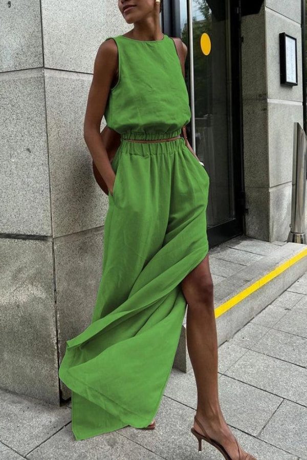 Linen Top & Pants Two Piece Set