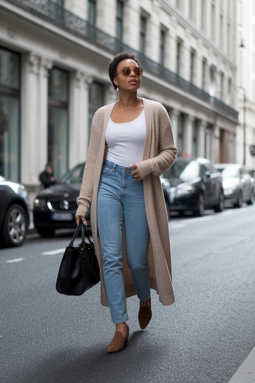 Long Cardigan Outfit Ideas Black Women for Elegance outfit idea