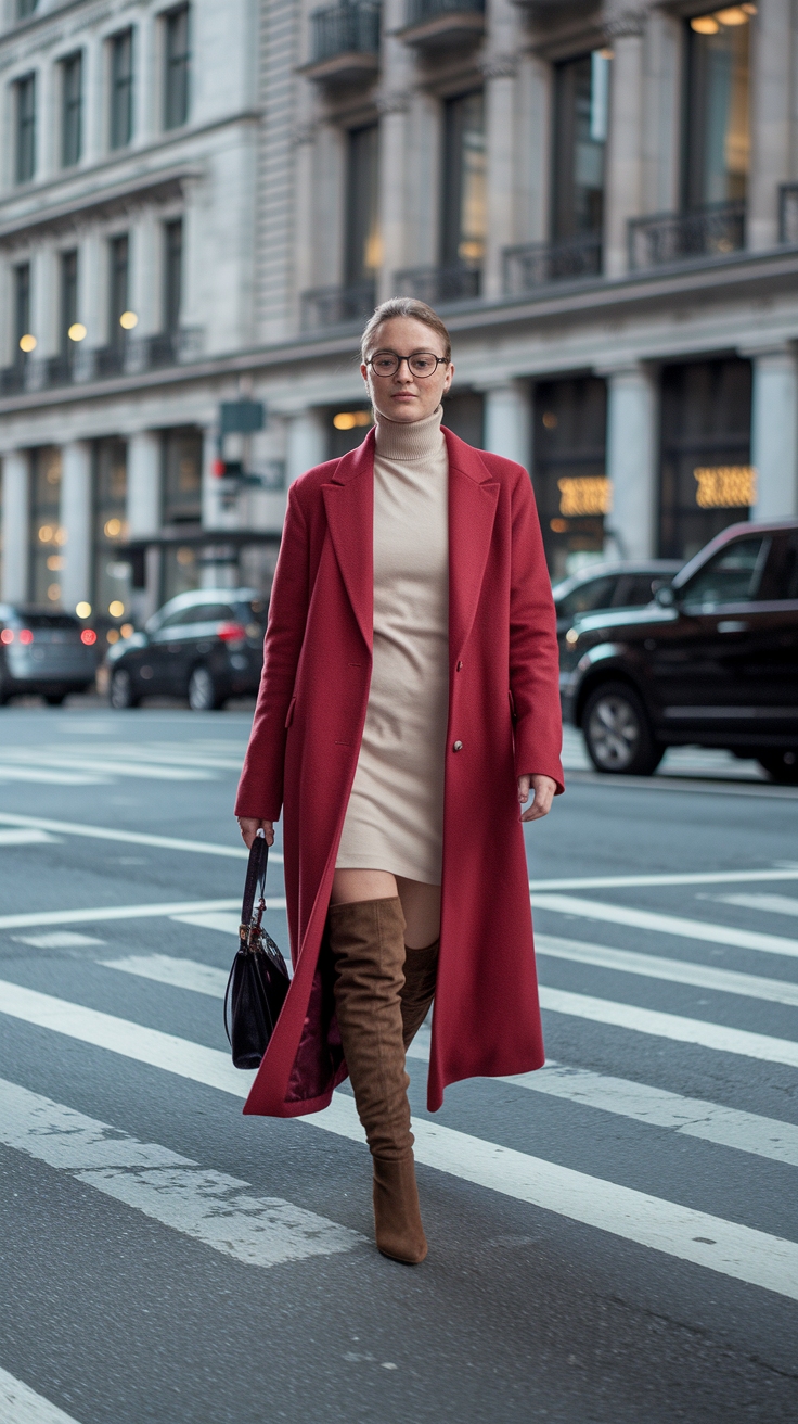 Long Red Coat Outfit: Elevate Your Style with a Bold Layer outfit idea