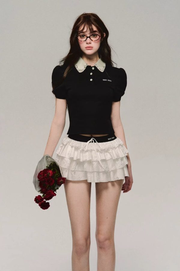 Low Rise Layered Mini Skirt