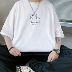 Lying Cat Drop Shoulder Tee