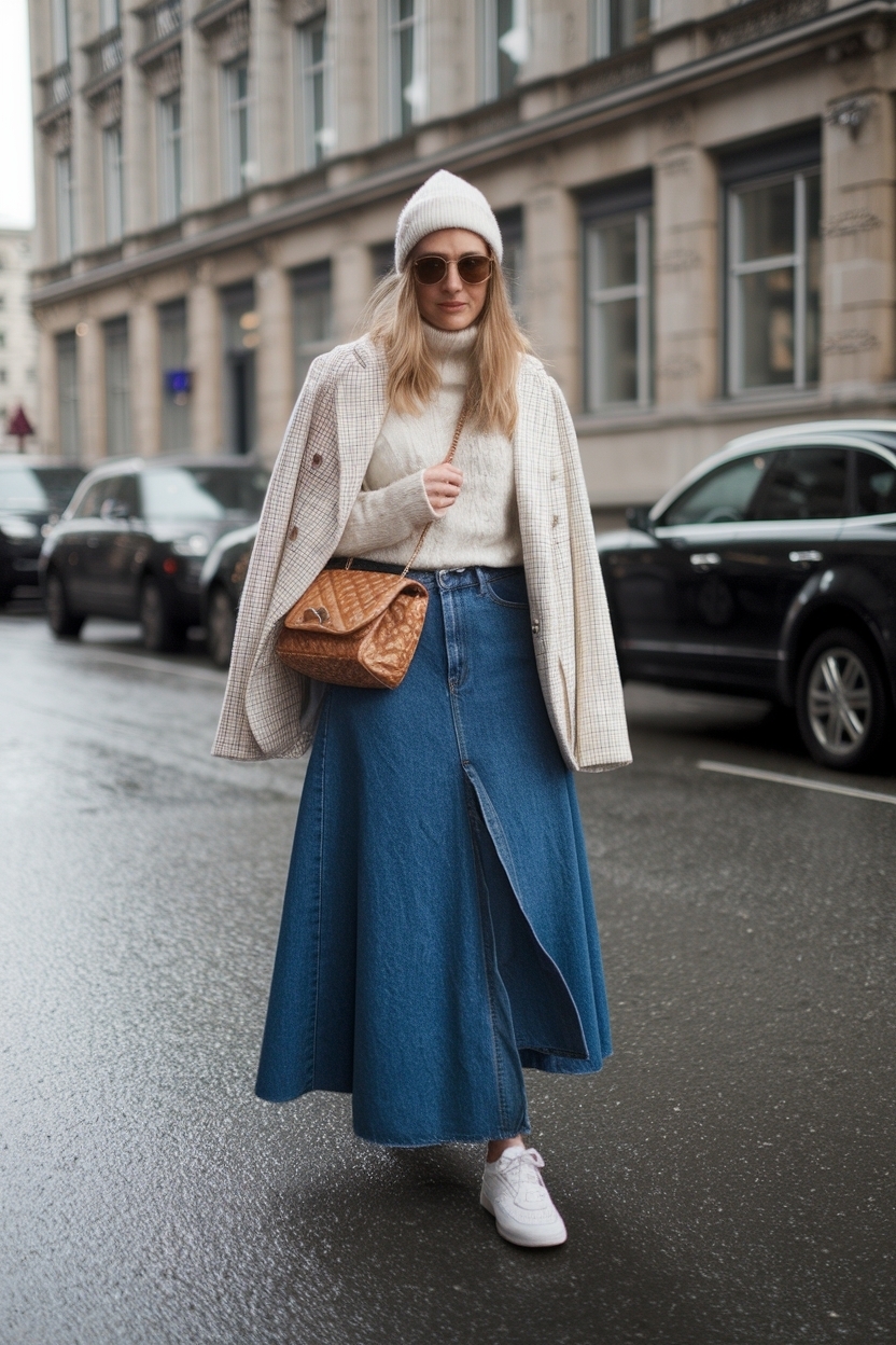 Maxi Denim Skirt Outfit Winter: Effortless Fashion outfit idea