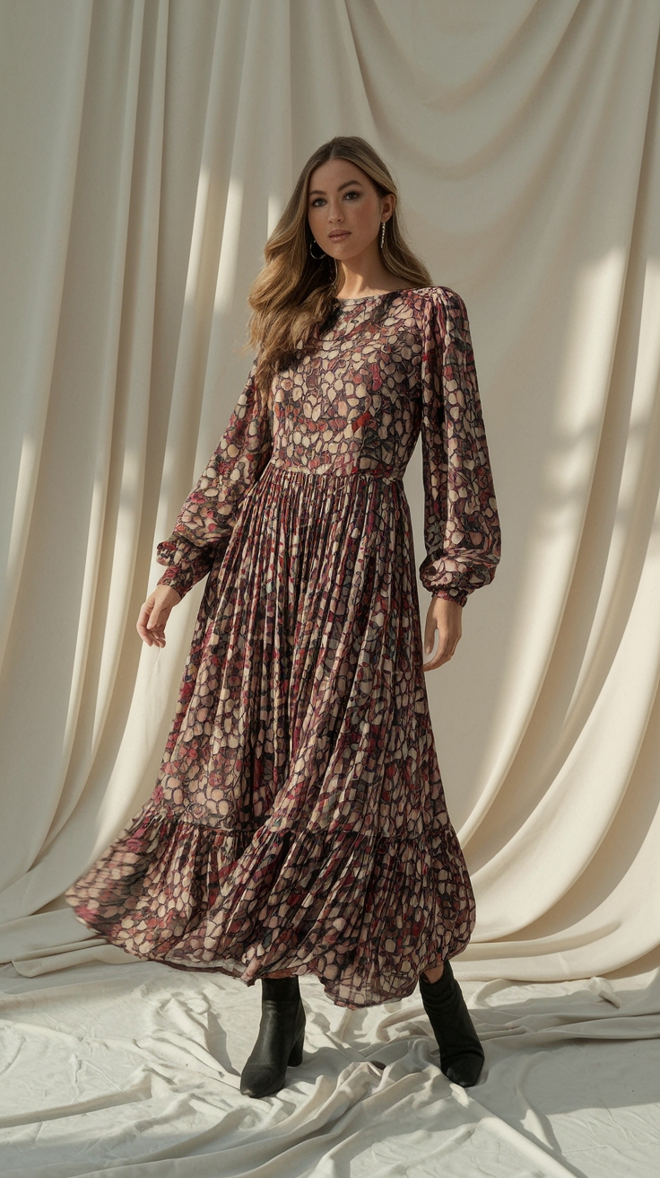 Maxi Dresses with Long Sleeves: Elegance Meets Comfort outfit idea