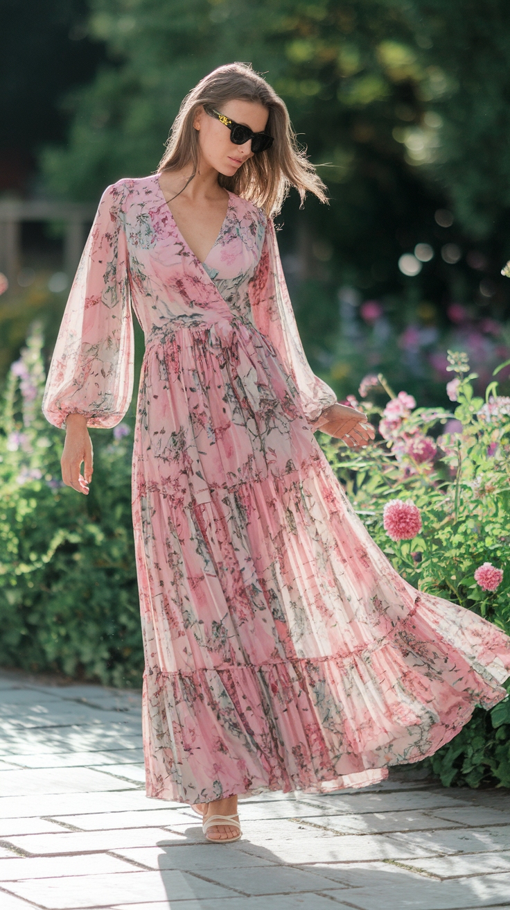 Stay Trendy with Maxi Dresses with Sleeves This Season outfit idea