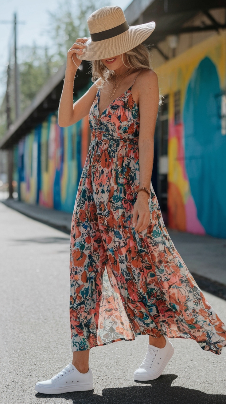 Maxi Dresses with Sneakers: Casual Meets Chic Trend outfit idea