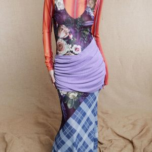 Mesh Patchwork Maxi Dress