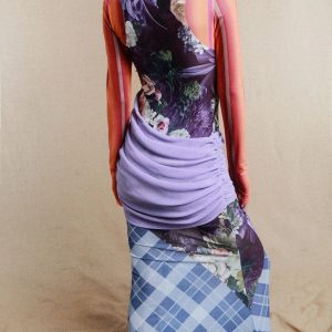 Mesh Patchwork Maxi Dress