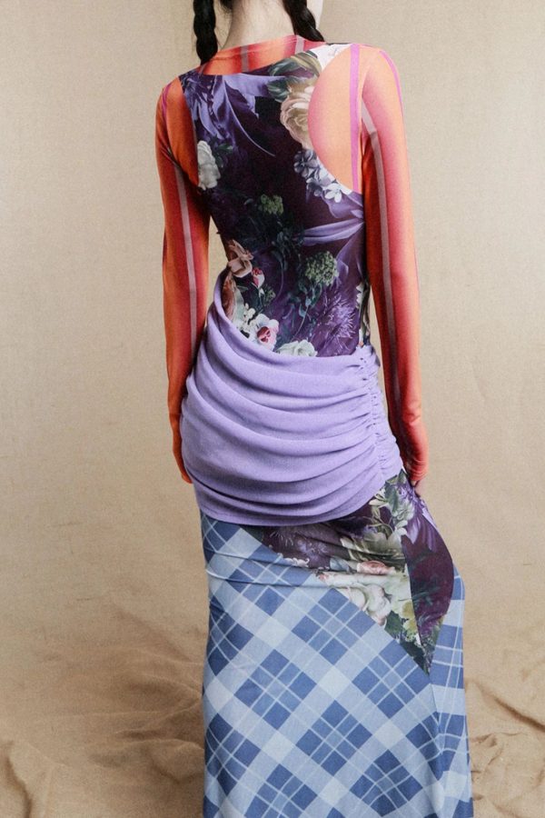 Mesh Patchwork Maxi Dress