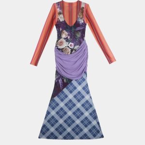 Mesh Patchwork Maxi Dress