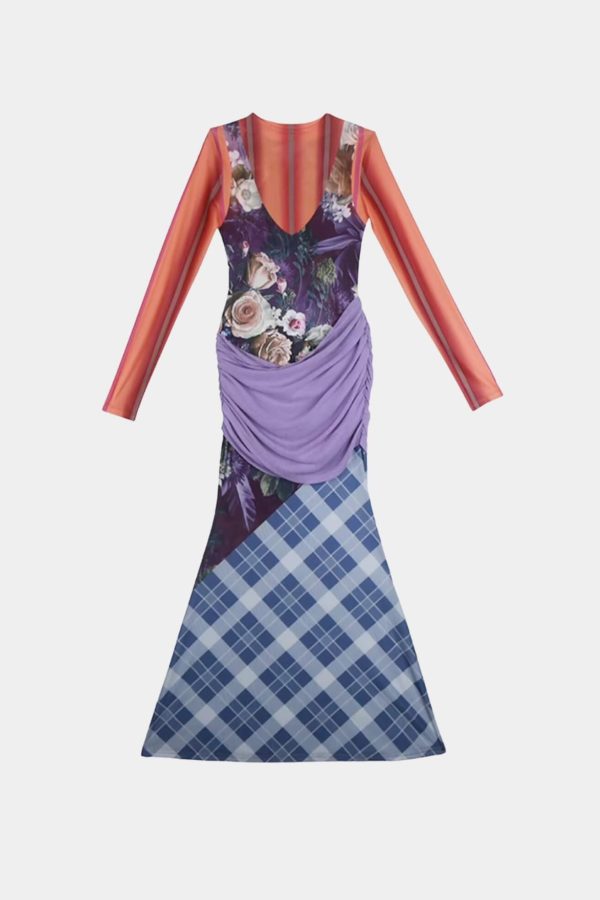 Mesh Patchwork Maxi Dress