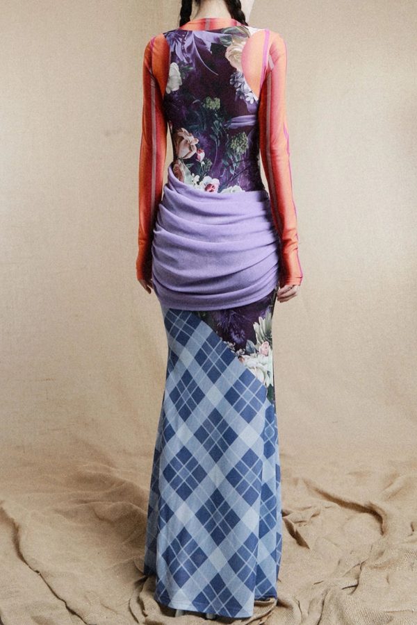 Mesh Patchwork Maxi Dress