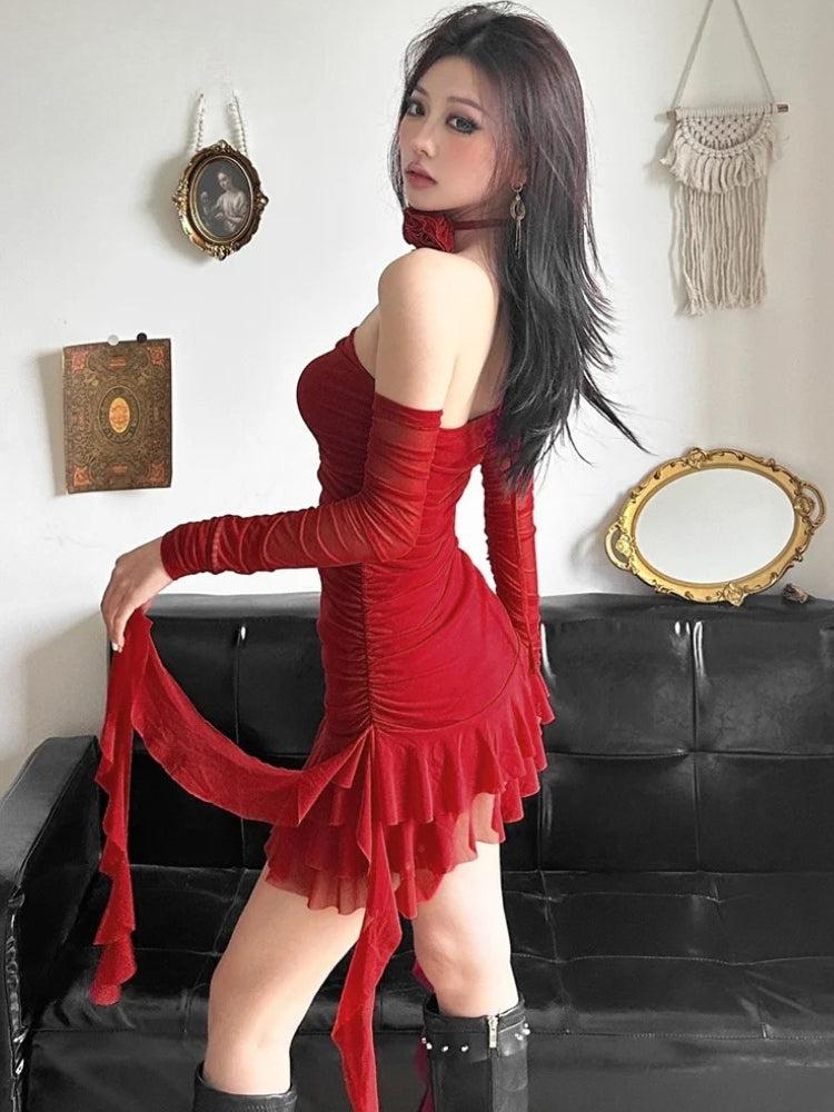 Mesh Ruffled Strapless Mini Dress Mesh Ruffled Strapless Mini Dress