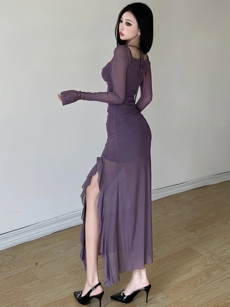 Mesh Split Midi Dress Mesh Split Midi Dress