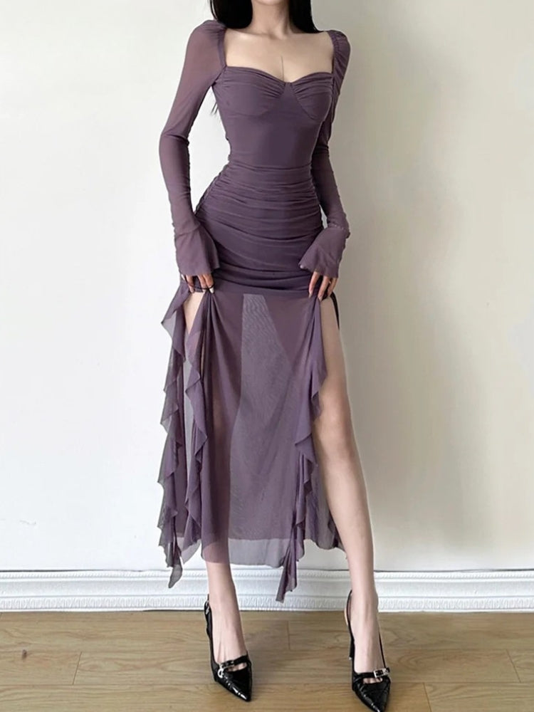 Mesh Split Midi Dress Mesh Split Midi Dress