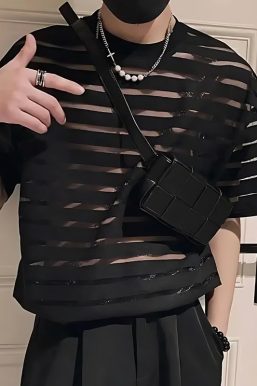 Mesh Striped Sheer Top