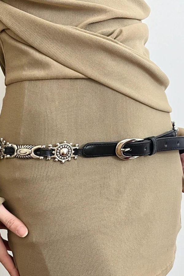 Stylish Metal Faux Leather Tiny Belt for Your Faux Leather Skirt Outfit