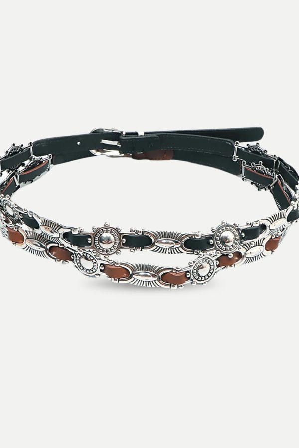 Metal Faux Leather Tiny Belt