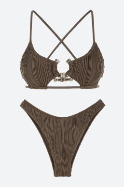 Metal Hardware Criss Cross Bikini Set