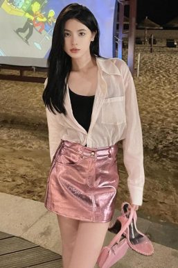 Metallic Faux Leather Mini Skirt