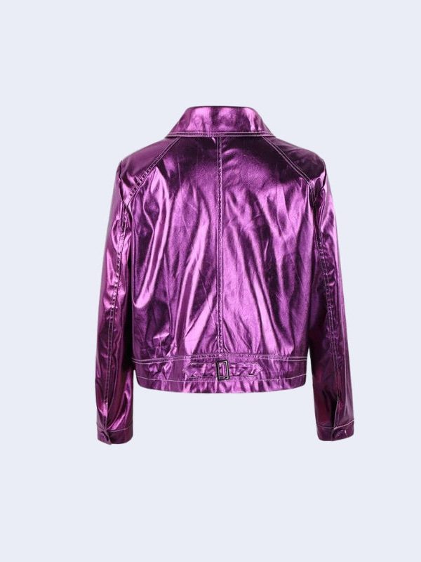Metallic Fuchsia Faux Leather Jacket