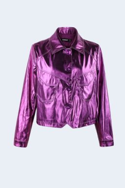 Metallic Fuchsia Faux Leather Jacket