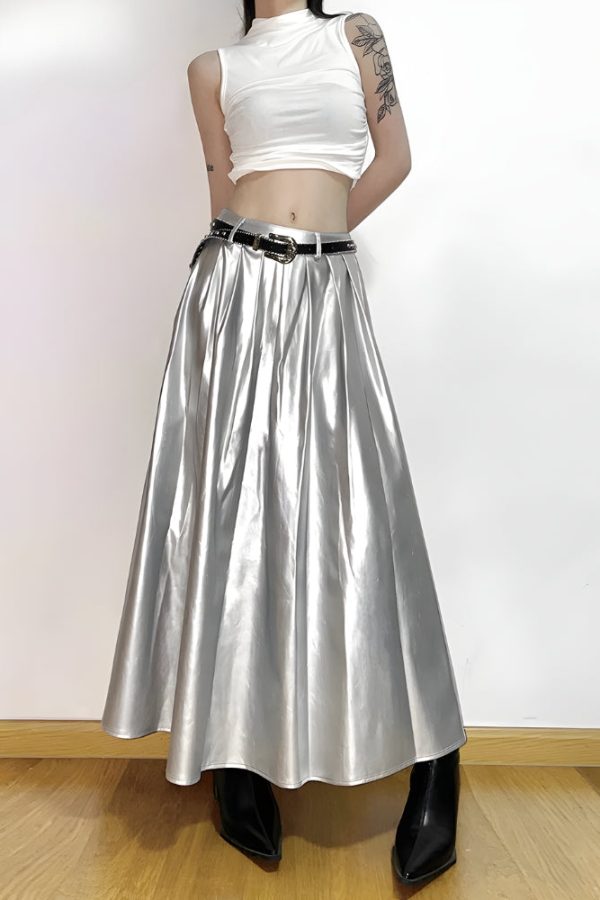 Metallic Silver Maxi Dress