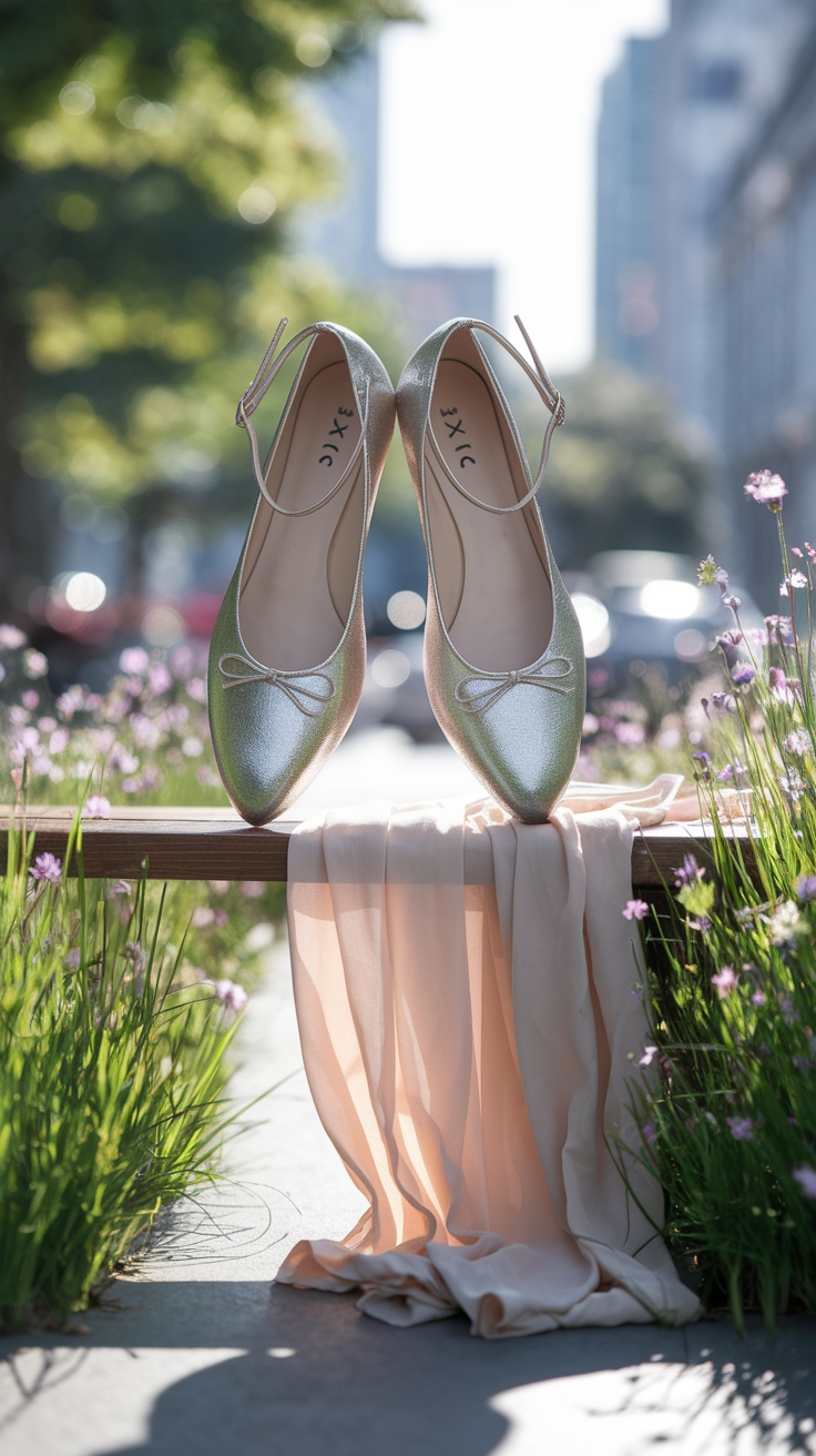 Fashionable Metallic Ballet Flats for Chic Comfort outfit idea