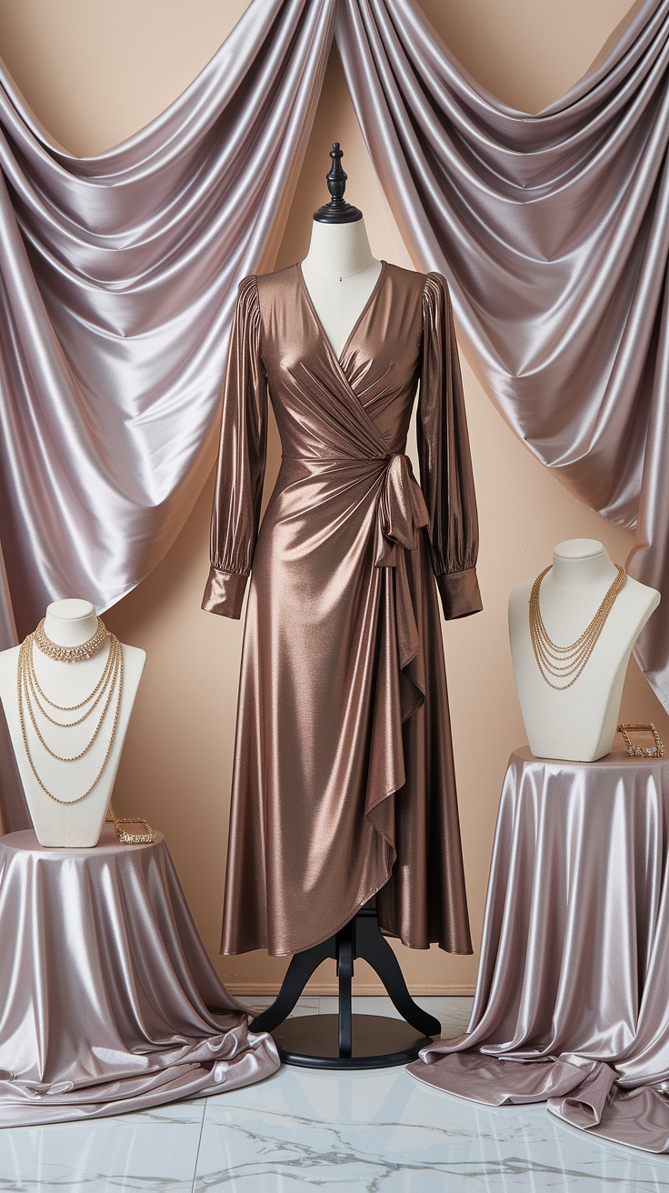 Glamorous Metallic Bronze Dress for Parties outfit idea