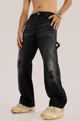 Mid Rise Washed Distressed Jeans