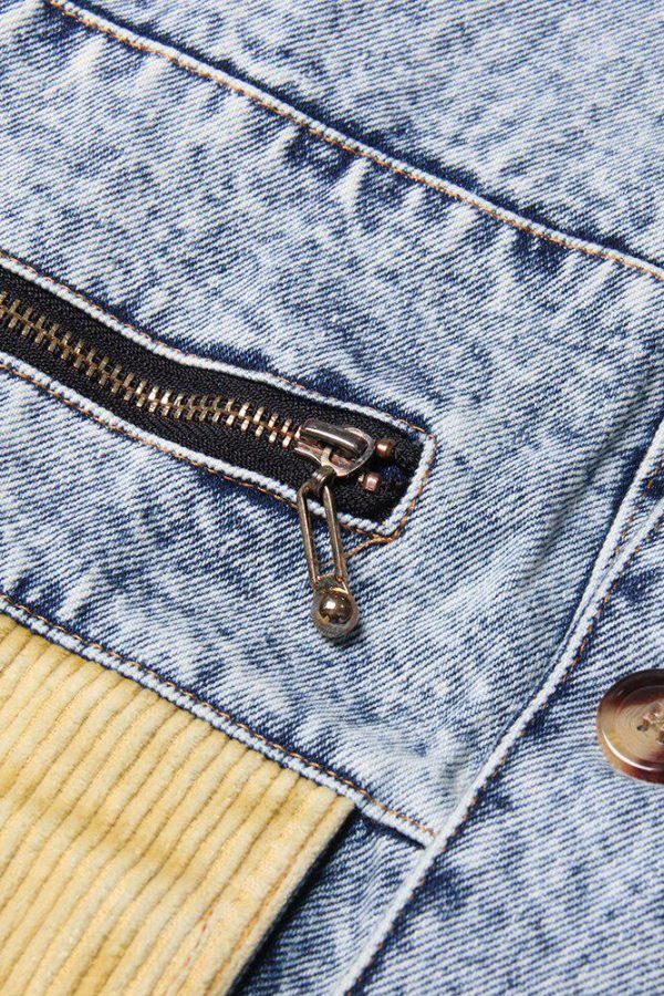 Mid Wash Patchwork Denim Jacket