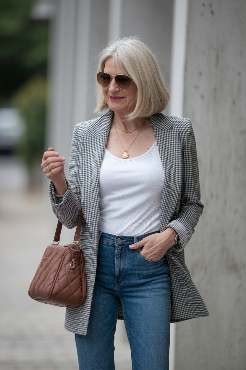 Mom jeans outfit women over 40 for a relaxed style outfit idea