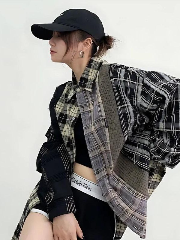 Multi Pattern Plaid Shirt