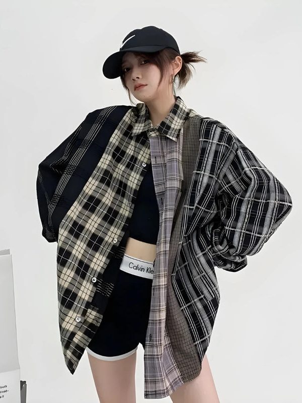 Multi Pattern Plaid Shirt