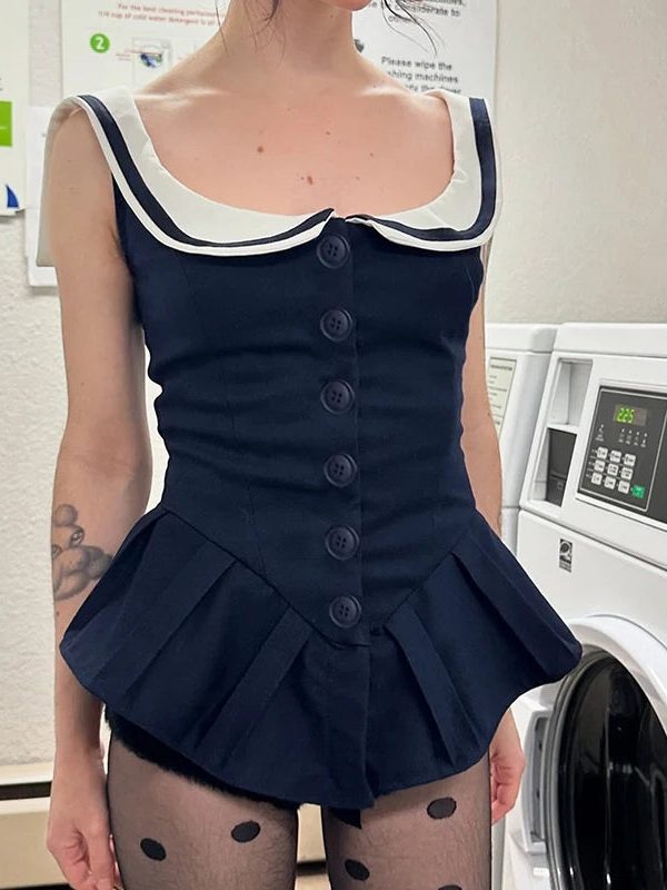 Nautical Button Mini Dress