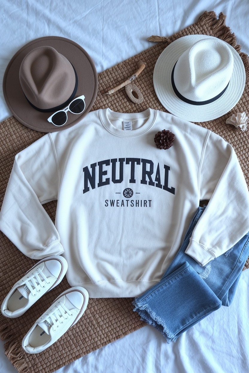 Neutral Minimalist Sweatshirt Flat Lay Trends to Try outfit idea