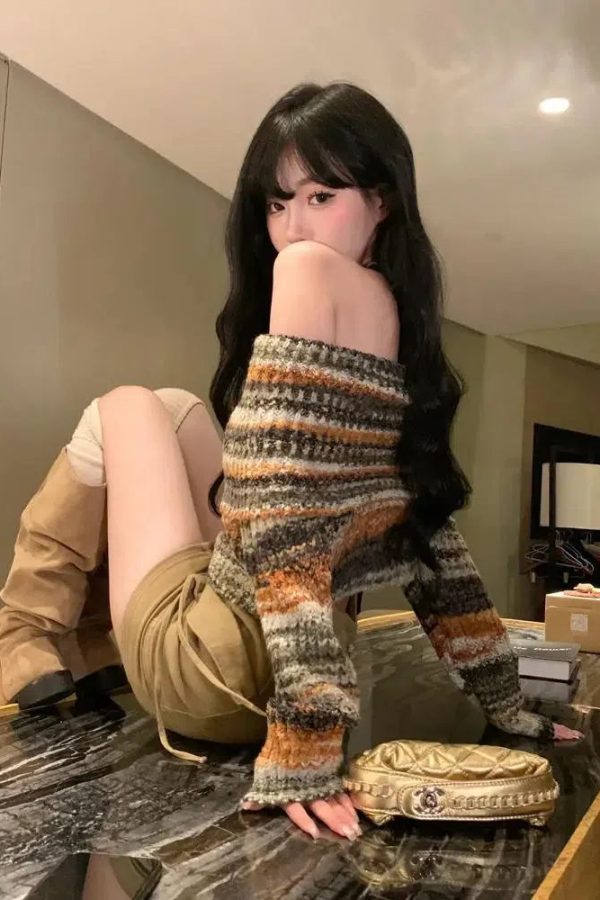 Off Shoulder Cropped Sweater