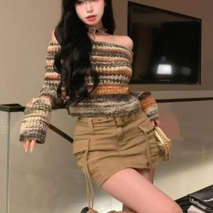 Off Shoulder Cropped Sweater